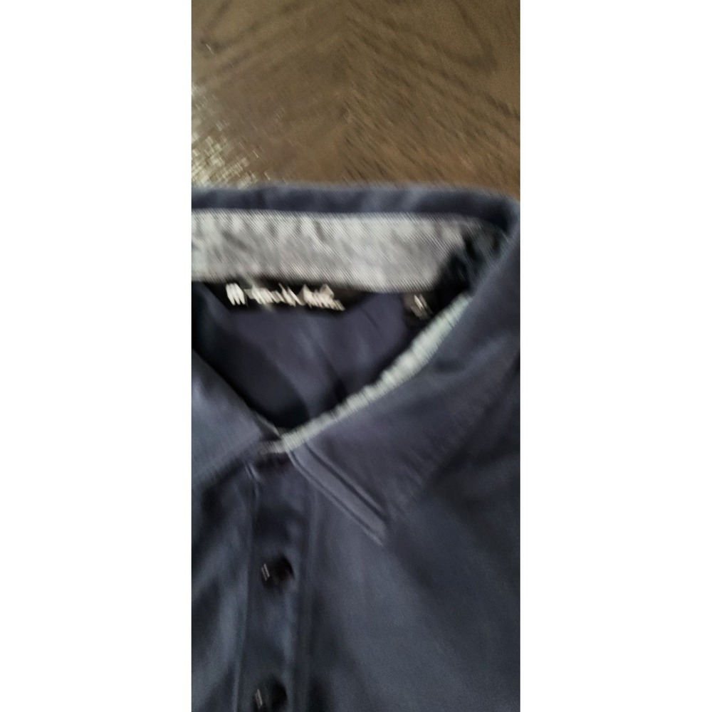 TravisMathew Mens Navy Gray Color Block Golf Polo Shirt Wolf Sub Zero Cove M - Picture 3 of 5
